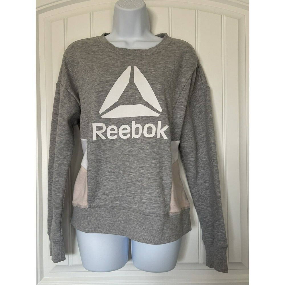 Reebok Sweater Womens Medium Gray Outdoors Sweatshirt Logo